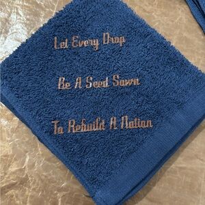 Blue Embroidered Bath Towel